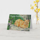 Carte d'anniversaire d'art, Ginger Cat (Fleur jaune)