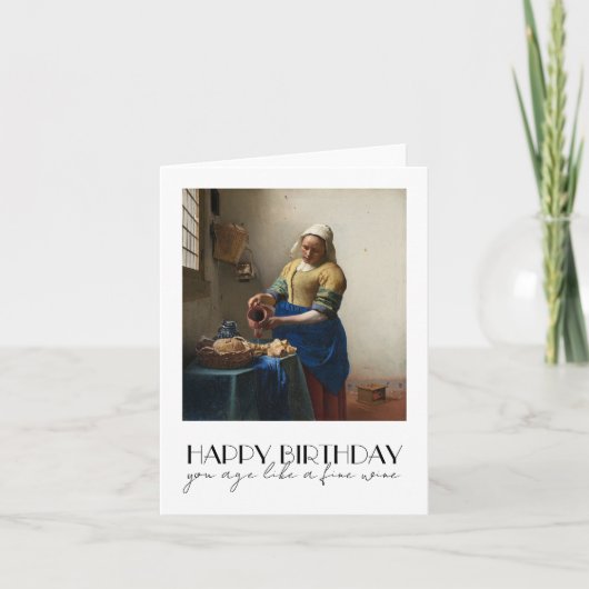 Carte d'anniversaire d'art, Milkmaid de Vermeer ve (Devant)