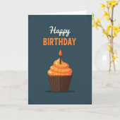 Carte d'anniversaire d'art orange sarcelle (Fleur jaune)