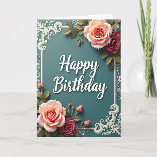 Carte d'anniversaire d'art sarcelle (Devant)