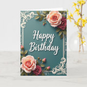 Carte d'anniversaire d'art sarcelle (Fleur jaune)