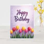 Carte d'anniversaire d'art violet (Fleur jaune)