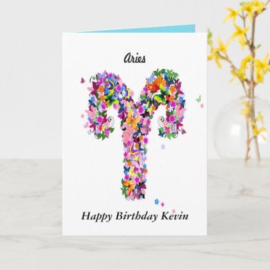 Carte d'anniversaire d'astrologie de Bélier (Fleur jaune)
