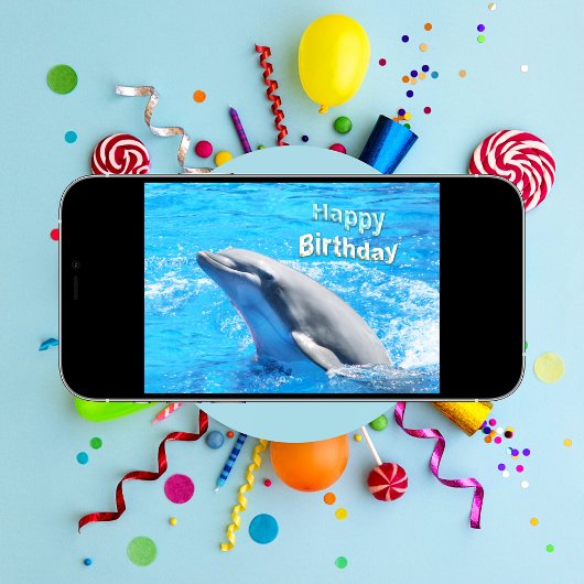 Carte d'anniversaire dauphin dans l'eau