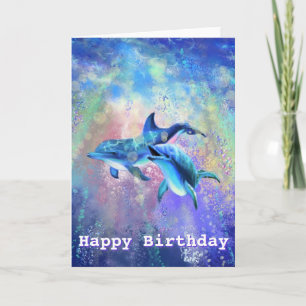 Carte d'anniversaire Dauphins Couple