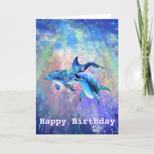 Carte d'anniversaire Dauphins Couple (Devant)
