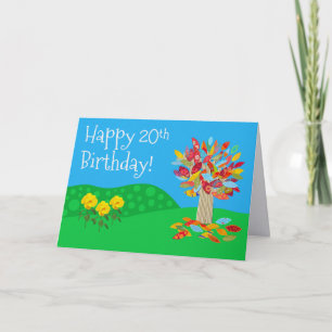 Carte d'anniversaire d'automne arbre 20 ans nouvel