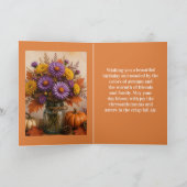 Carte d'anniversaire d'automne rustique Fleurs Flo (Intérieur)