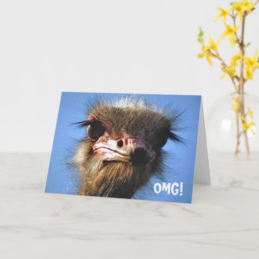 Carte d'anniversaire d'autruche (Fleur jaune)