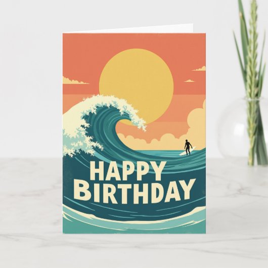 Carte d'anniversaire d'aventure de surf (Devant)