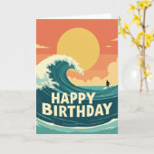 Carte d'anniversaire d'aventure de surf (Fleur jaune)