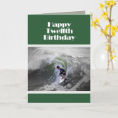 Carte d'anniversaire de 12 ans pour surfer (Fleur jaune)