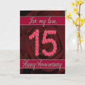 carte d'anniversaire de 15 ans avec des roses et d (Fleur jaune)