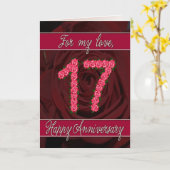 Carte d'anniversaire de 17 ans avec des roses et d (Fleur jaune)