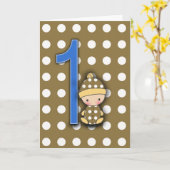 Carte d'anniversaire de 1 an de garçon (Fleur jaune)