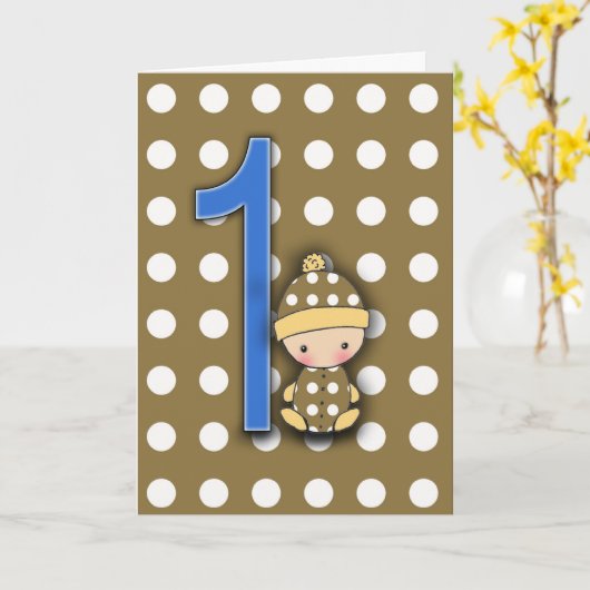 Carte d'anniversaire de 1 an de garçon (Fleur jaune)