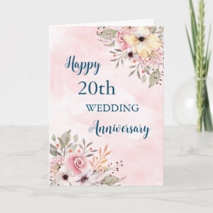 Carte d'anniversaire de 20e Mariage des fleurs d'a