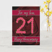 carte d'anniversaire de 21 ans avec roses et feuil (Fleur jaune)