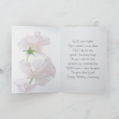 Carte d'anniversaire de 25 ans. Fleurs, bagues, mo (Intérieur)