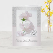 Carte d'anniversaire de 25 ans. Fleurs, bagues, mo (Fleur jaune)