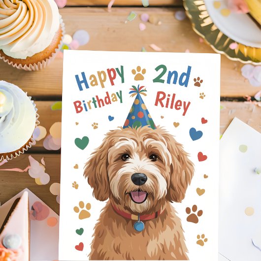 Carte d'anniversaire de 2e Chien mignon personnali