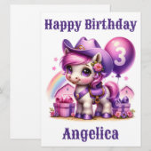 Carte d'anniversaire de 3 ans pour la petite fille (Devant / Derrière)