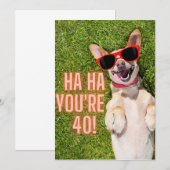 Carte d'anniversaire de 40e chien riant (Devant / Derrière)