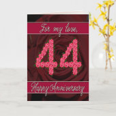 Carte d'anniversaire de 44 ans avec roses et feuil (Fleur jaune)