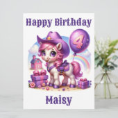 Carte d'anniversaire de 4 ans pour la petite fille (Debout devant)