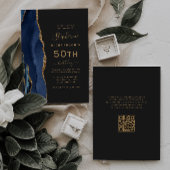 Carte d'anniversaire de 50 ans avec QR Code en ble