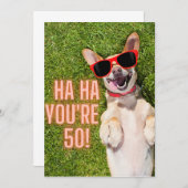 Carte d'anniversaire de 50e chien de rire (Devant / Derrière)