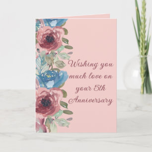 Carte d'anniversaire de 5 ans d'amour d'un couple