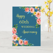 Carte d'anniversaire de 60e Mariage Watercolor Flo (Fleur jaune)