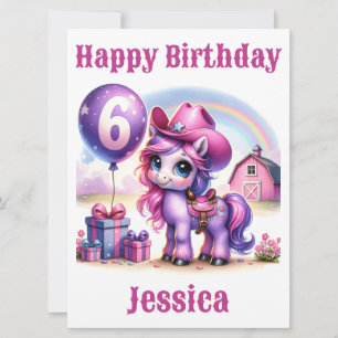 Carte d'anniversaire de 6 ans pour la petite fille