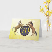 Carte d'anniversaire de 70 ans avec chevaux d'élev (Fleur jaune)