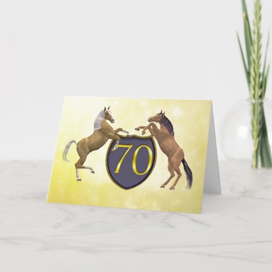 Carte d'anniversaire de 70 ans avec chevaux d'élev (Devant)