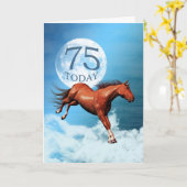 Carte d'anniversaire de 75 ans avec un cheval spir (Fleur jaune)