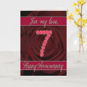 Carte d'anniversaire de 7 ans avec des roses et de (Fleur jaune)