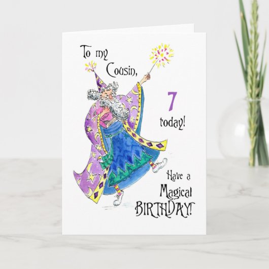 Carte d'anniversaire de 7 ans pour un cousin magic (Devant)