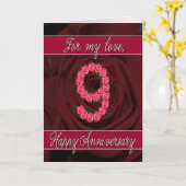Carte d'anniversaire de 9 ans avec roses et feuill (Fleur jaune)
