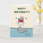 Carte d'anniversaire de baleines (Fleur jaune)
