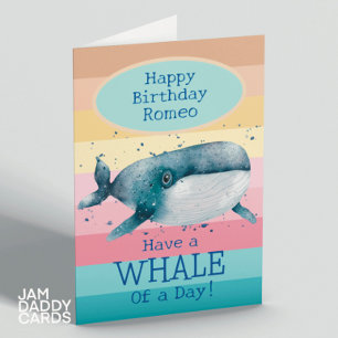 Carte d'anniversaire de baleines pour enfants