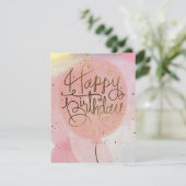 carte d'anniversaire de ballon rose (Debout devant)