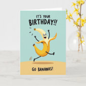 Carte d'anniversaire de banane joyeuse (Fleur jaune)