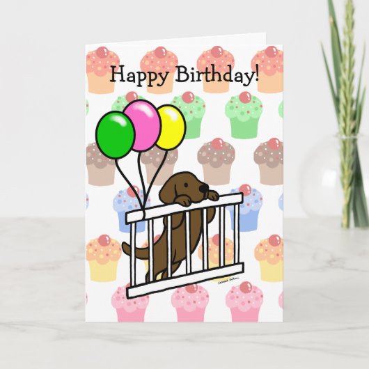 Carte d'anniversaire de bande dessinée de chiot de (Devant)