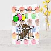Carte d'anniversaire de bande dessinée de chiot de (Fleur jaune)