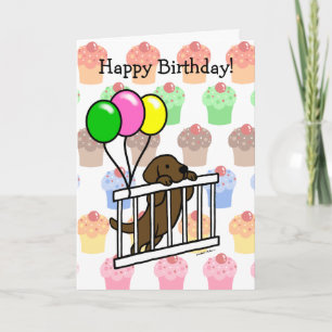 Carte d'anniversaire de bande dessinée de chiot de