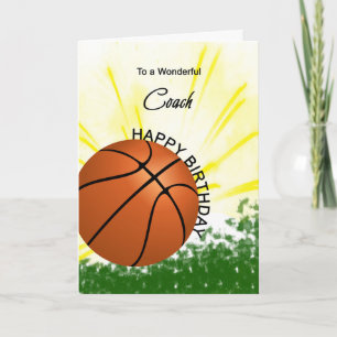 Carte d'anniversaire de basket-ball de l'entraîneu