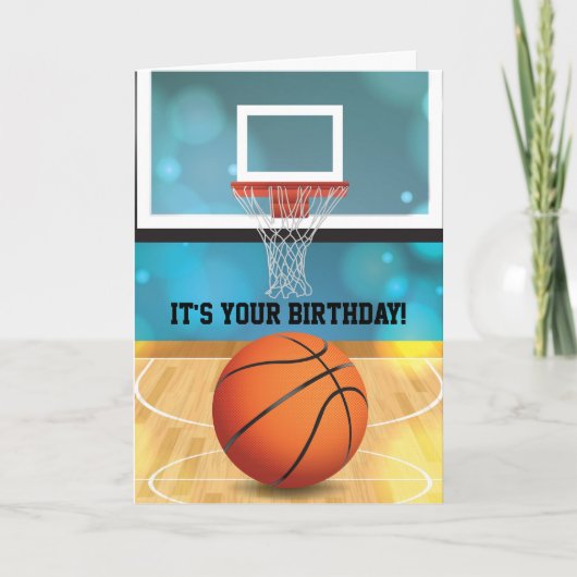 Carte d'anniversaire de basketball et conception d (Devant)