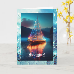 Carte d'anniversaire de bateau à voile en verre